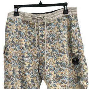 Vissla Men’s Hawaiian Tropical Floral Board Swim Shorts W/ Drawstring Sz 33 / 34